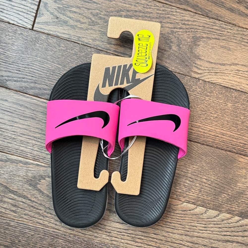 Nike Black and Pink Slides
